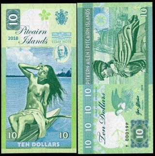 Pitcairn Islands 10 Dollars 2018 Girl Canoeing South Pacific