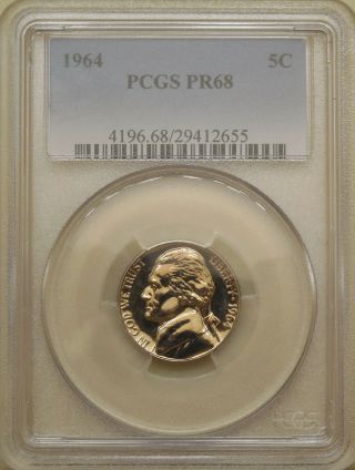 1964 Jefferson Pcgs Pr - 68 Gem Proof Nickel Golden Toning