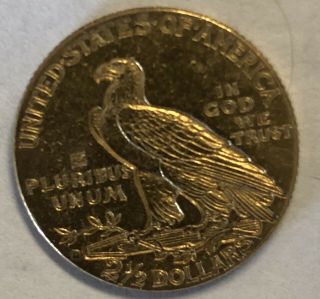 1914 D Gold Indian Head 2 1/2 Dollar $2.  5 Quarter Eagle Coin 2