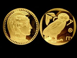 Athena Goddess With Favorite Owl Of Attica 24k Gold Layer