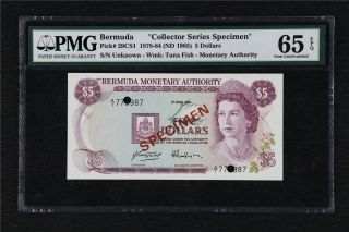 1978 - 84 Bermuda " Collector Series Specimen " 5 Dollars Pick 29cs1 Pmg 65 Epq Unc