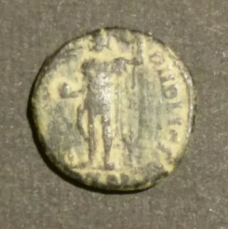 Constantius Late Roman Ancient Coin Rare Reverse Type Standing Holding Globe
