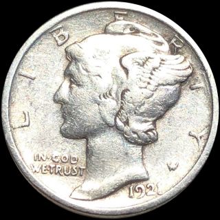 1921 - D Mercury Silver Dime Lightly Circulated High End Denver Collectibl Coin Nr