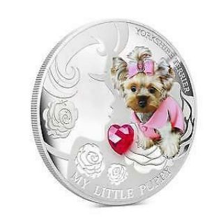Fiji 2013 2$yorkshire Terrier My Little Puppy Dogs & Cats 1 Oz Proof Silver Coin