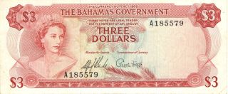 1965 The Bahamas Government - 3 Dollars Pick: 19
