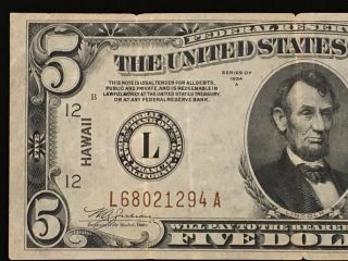 1934 A $5 Hawaii Federal Reserve Note.