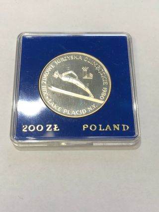 1980 Poland Proof Silver Coin Winter Olympics Lake Placid Ny Ski Jumper