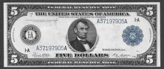 1914 $5 FEDERAL RESERVE BANK NOTE PHILADELPHIA CRISP ALMOST UNCIRCULATED 2