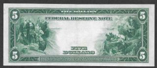 1914 $5 FEDERAL RESERVE BANK NOTE PHILADELPHIA CRISP ALMOST UNCIRCULATED 3