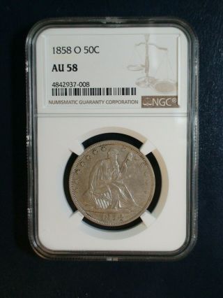1858 O Seated Liberty Half Ngc Au58 Silver 50c Coin Priced To Sell