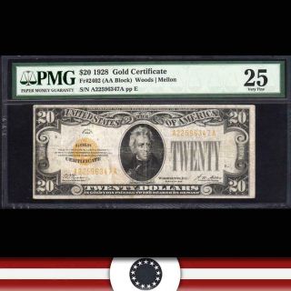 1928 $20 Gold Certificate Pmg 25 Fr 2402 A22596347a