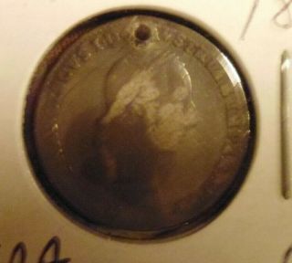 Silver,  Italian States,  Lombardy - Venetia,  1823 M,  Half Lira (holed)