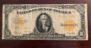 1922 $10 Ten Dollars Gold Certificate Currency Note