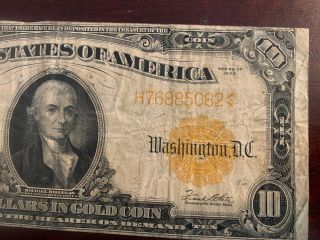 1922 $10 TEN DOLLARS GOLD CERTIFICATE CURRENCY NOTE 2