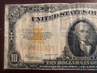 1922 $10 TEN DOLLARS GOLD CERTIFICATE CURRENCY NOTE 3