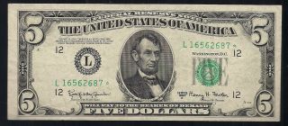 1950 - E $5 Five Dollars Star Frn Federal Reserve Note San Francisco,  Ca Rare