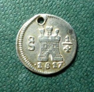 Chile Silver Coin ¼ Real,  Km 73 1817 (santiago)
