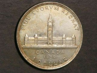 Canada 1939 $1 Royal Visit Silver Crown Au - Unc