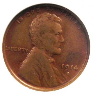 1914 - D Lincoln Wheat Cent 1c - Anacs Vf20 (very Fine) - Rare Key Date Penny