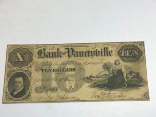 Yanceyville North Carolina,  1857 $10 Bank Of Yanceyville,  Vf