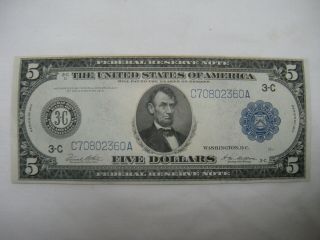 1914 $5 Large Size Note Federal Reserve Bank Philadelphia White Mellon
