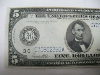 1914 $5 LARGE SIZE NOTE Federal Reserve Bank Philadelphia White Mellon 2