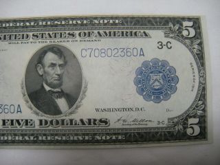 1914 $5 LARGE SIZE NOTE Federal Reserve Bank Philadelphia White Mellon 3