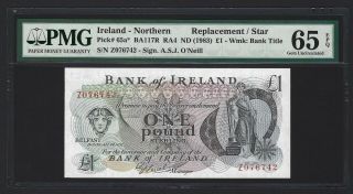 1983 Northern Ireland 1 Pound Replacement,  Bank Of Ireland Pmg 65 Epq Gem Unc