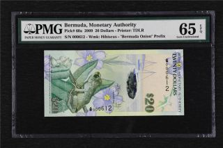 2009 Bermuda Monetary Authority 20 Dollars Pick 60a Pmg 65 Epq Gem Unc