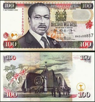 Kenya 100 Shillings,  2002,  Unc,  P - 37