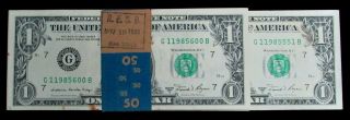 (50) 1981 A Chicago Frb $1 Consecutive Issued Band Crisp Unc Notes
