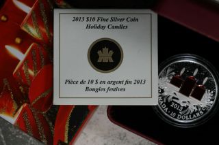 2013 Canada $10 Holiday Candles Proof 1/2 Oz Silver Coin