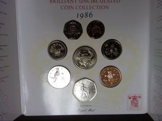 GREAT BRITAIN (UK),  1986 SET OF 8 DIFF BU COINS 2