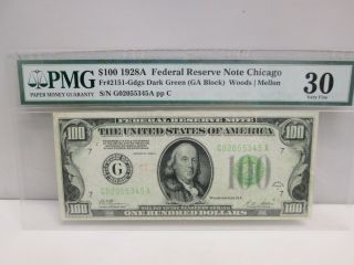 1928a Us $100 Federal Reserve Note - Pmg 30 Very Fine