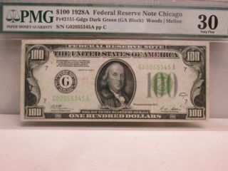 1928A US $100 FEDERAL RESERVE NOTE - PMG 30 VERY FINE 2