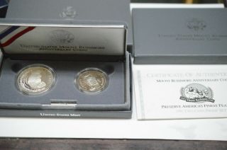 1991 Two Coin Proof Set Mount Rushmore Anniversary Set Ogp