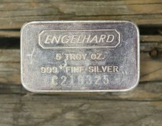 Engelhard 5 Oz Silver Bar 999,  Fine Silver Serial C219325