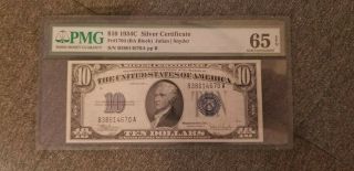 Fr.  1704 $10 1934 - C Silver Certificate B - A Block Gem Pmg Cu65 Epq & Pq