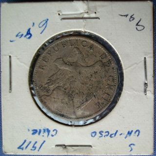 1917 Chile - 1 Peso - Silver Coin