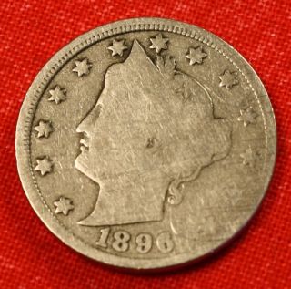 1896 Liberty V Nickel G Scarce Date Collector Coin Gift Ln332