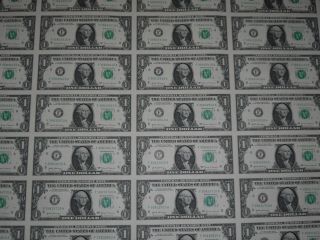 RARE UNCUT US CURRENCY Sheet 50 x $1 Bill Dollar Federal Reserve Notes AWESOME 3