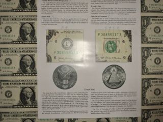 RARE UNCUT US CURRENCY Sheet 50 x $1 Bill Dollar Federal Reserve Notes AWESOME 4