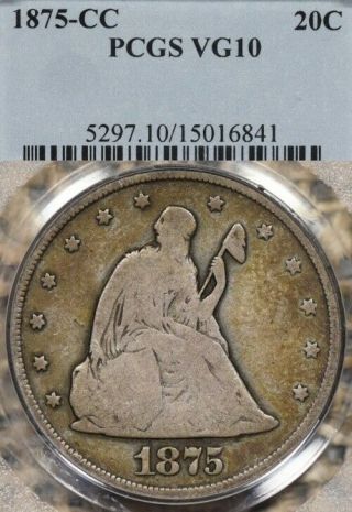 1875 - Cc 20c Pcgs Vg10 Twenty Cent Piece - Great Color