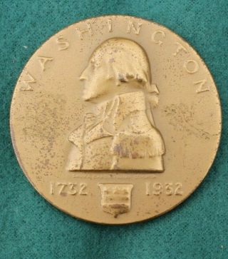 2 1/4 Inch Brz Medal By U S 1732 - 1932 Centennial George Washington Birth