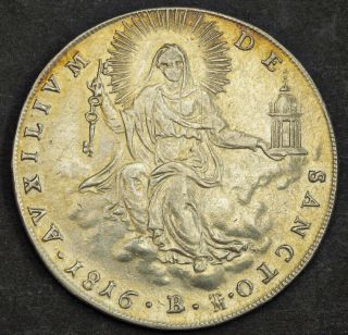 1816,  Vatican,  Pope Pius Vii.  Silver Scudo Coin.  (vf) Bologna
