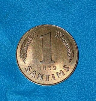 1939 Latvia 1 Santims - Uncirculated Bw - 202