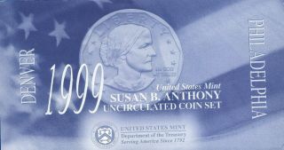 1999 Susan B.  Anthony P And D Uncirculated Set Ogp