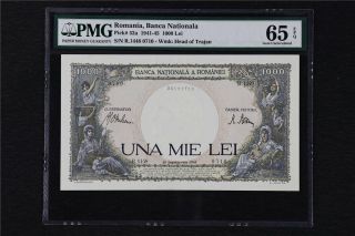 1941 - 45 Romania Banca Nationala 1000 Lei Pick 52a Pmg 65 Epq Gem Unc