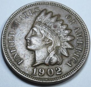 1902 Au Detail Indian Head Penny Cent Antique Vintage U.  S.  Currency Coin Money