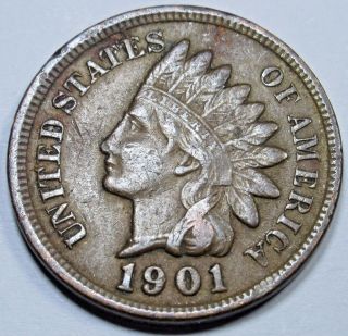 1901 Xf - Au Usa Indian Head Penny Cent Antique U.  S.  Currency Coin Old Us Money
